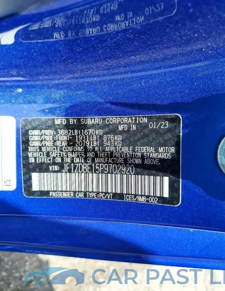 JF1ZDBE15P9702920# 12