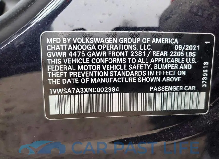1VWSA7A3XNC002994# 12