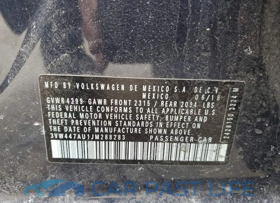 3VW447AU1JM288283# 12