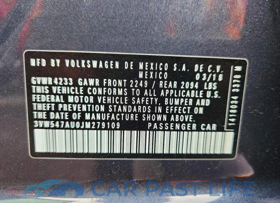 3VW547AU0JM279109# 12