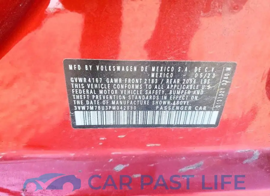 3VW7M7BU3PM042890# 12