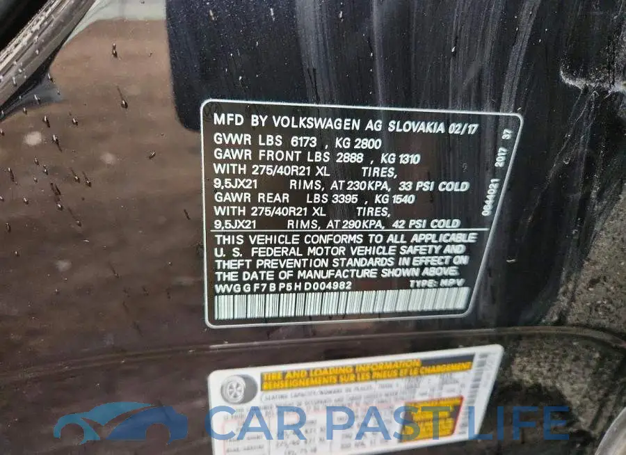 WVGGF7BP5HD004982# 12