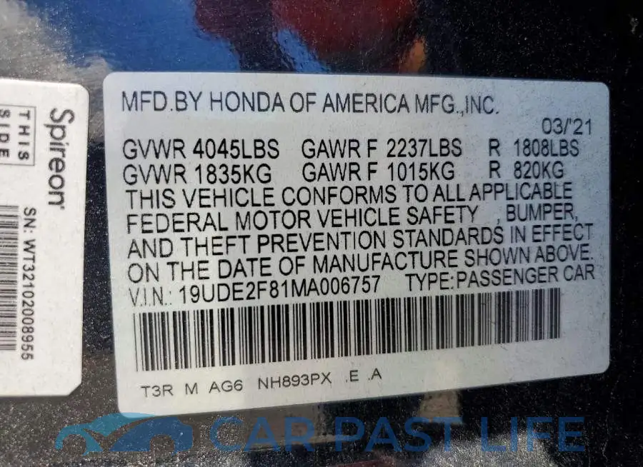 19UDE2F81MA006757# 12