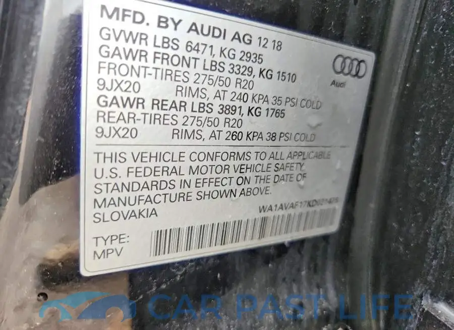 WA1AVAF17KD021476# 12