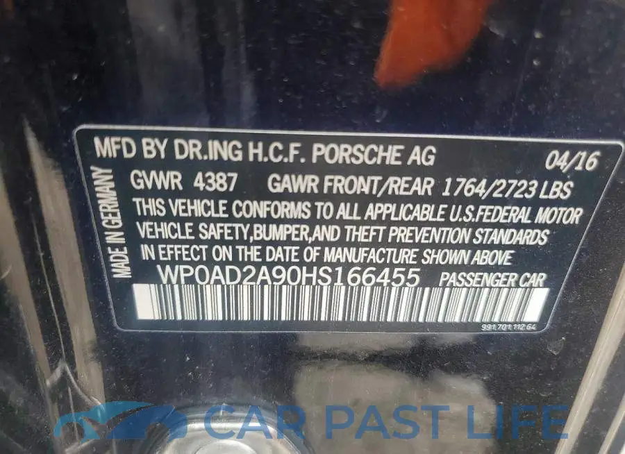 WP0AD2A90HS166455# 12