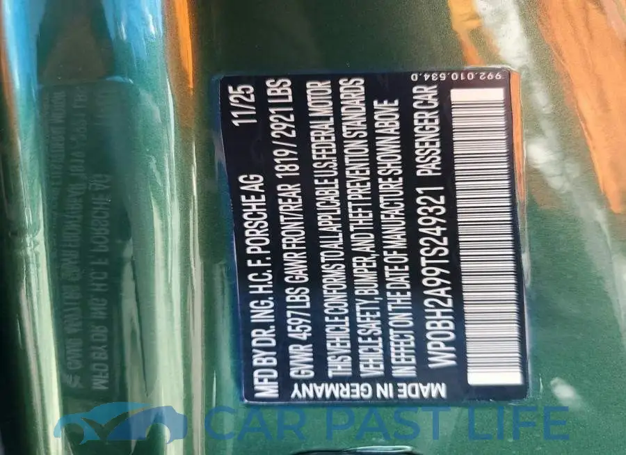 WP0BH2A99TS249321# 12