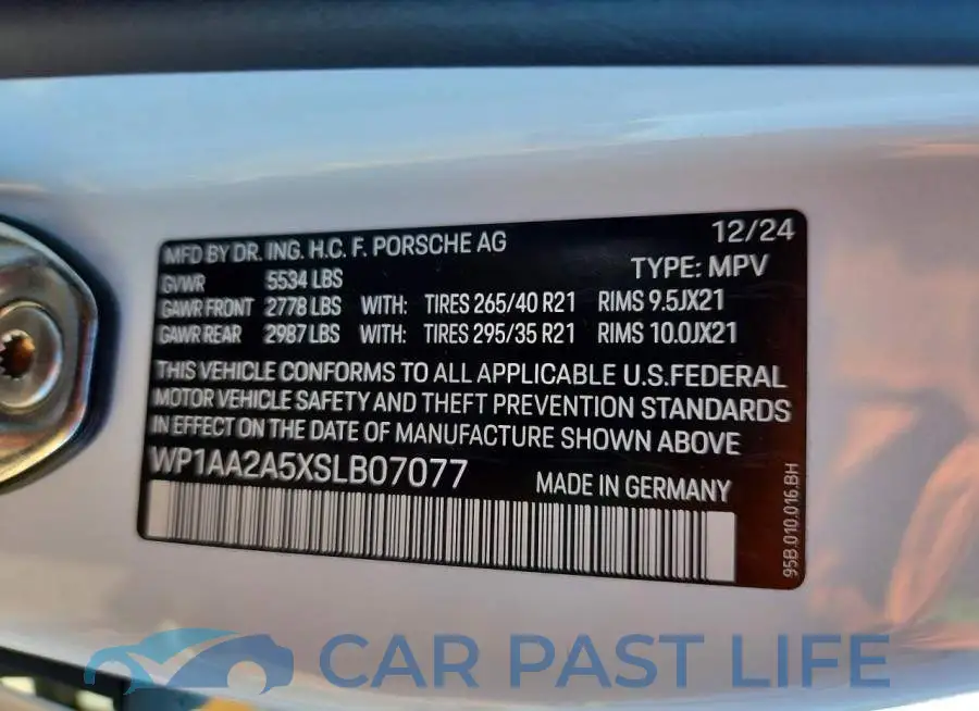 WP1AA2A5XSLB07077# 13