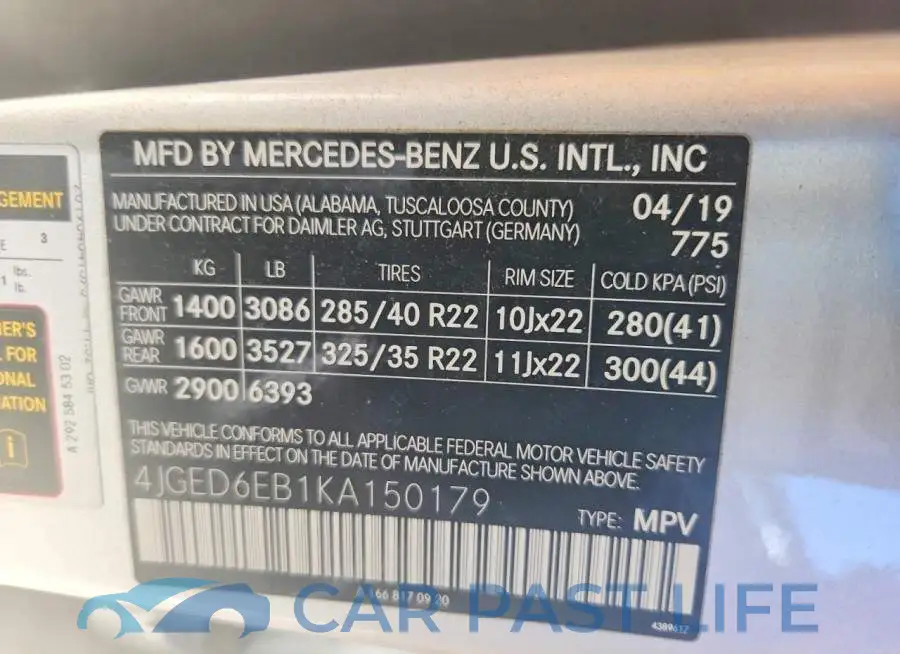 4JGED6EB1KA150179# 13