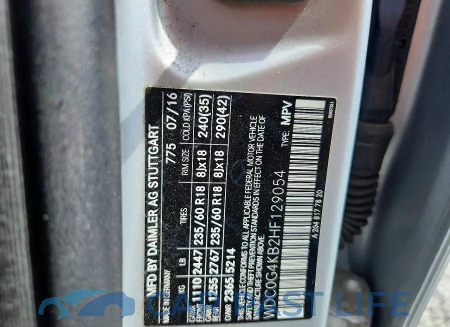 WDC0G4KB2HF129054# 13