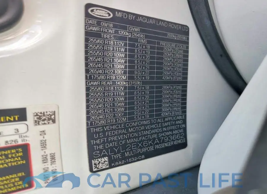 SALYL2EX6KA793662# 13