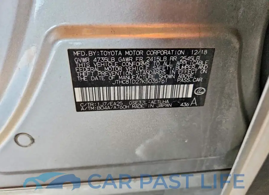 JTHC81D27K5035761# 12