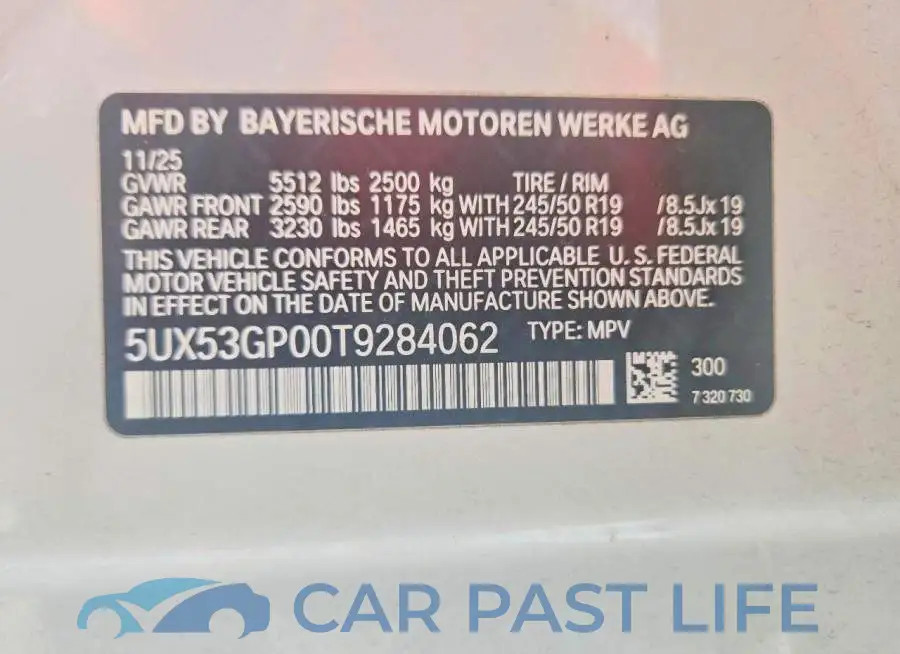5UX53GP00T9284062# 12