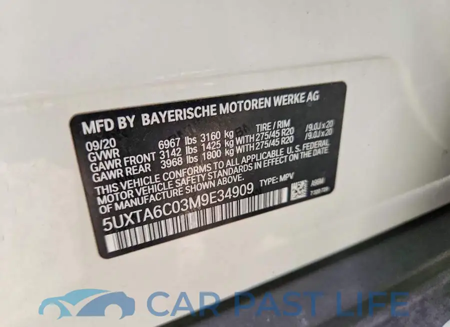 5UXTA6C03M9E34909# 13