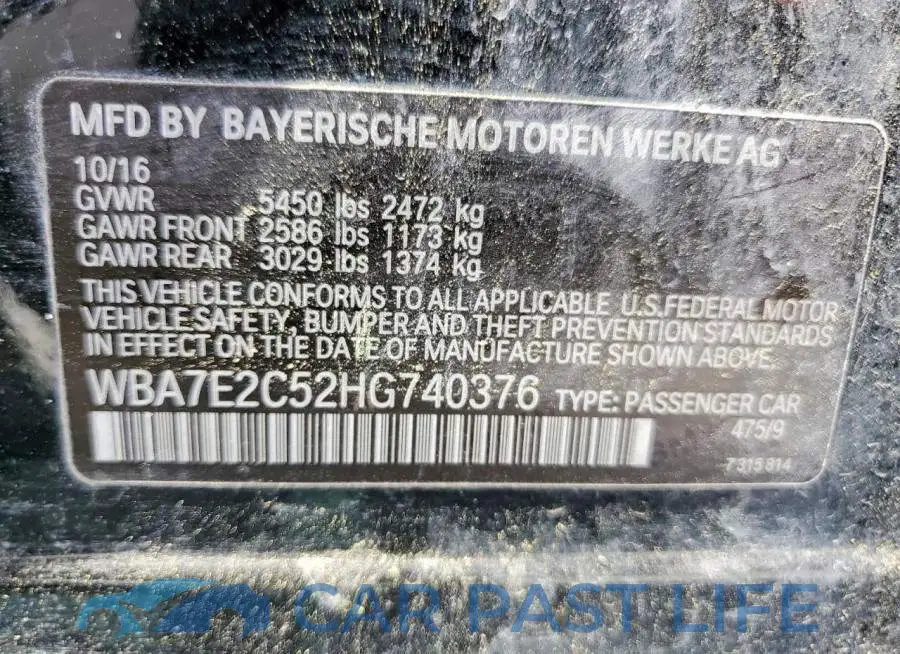 WBA7E2C52HG740376# 12