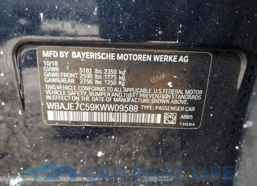 WBAJE7C59KWW09588# 12