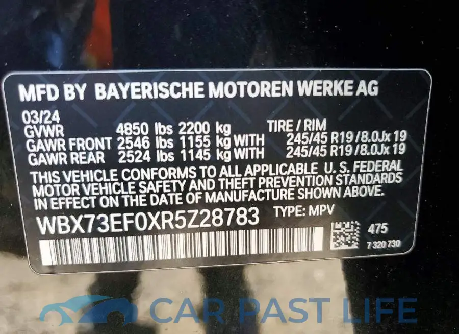 WBX73EF0XR5Z28783# 12