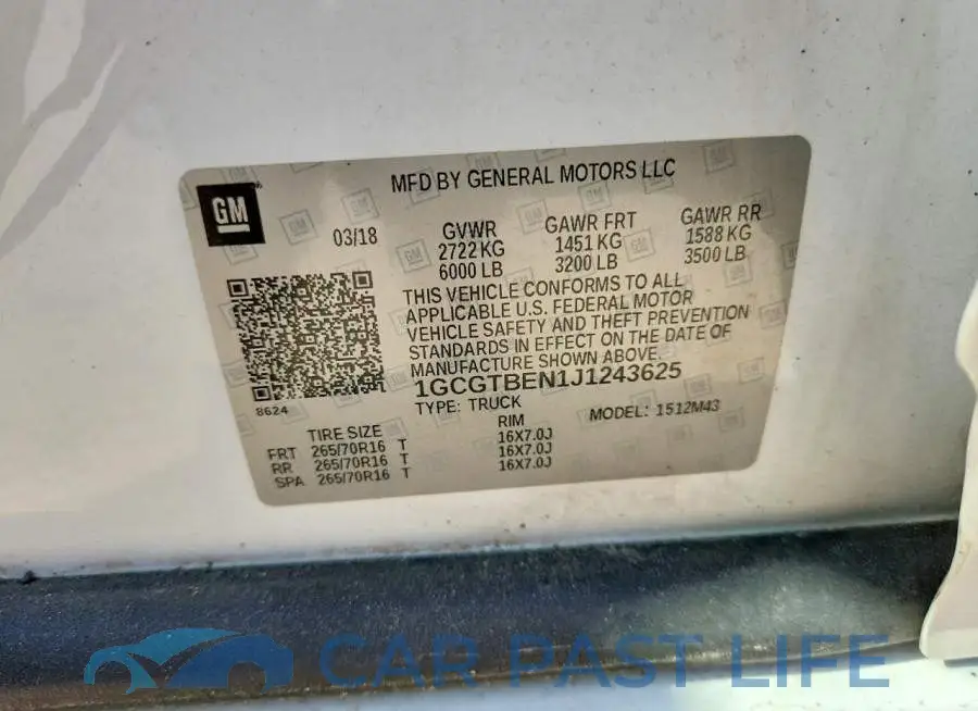 1GCGTBEN1J1243625# 12