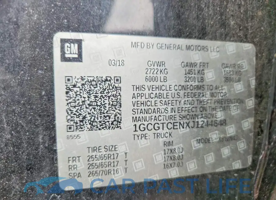 1GCGTCENXJ1244648# 12