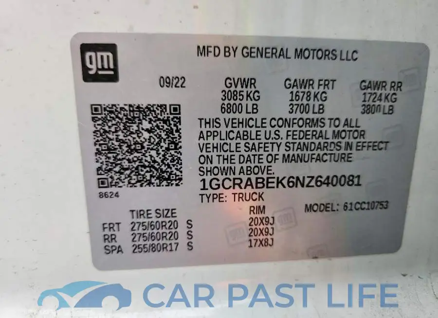 1GCRABEK6NZ640081# 13
