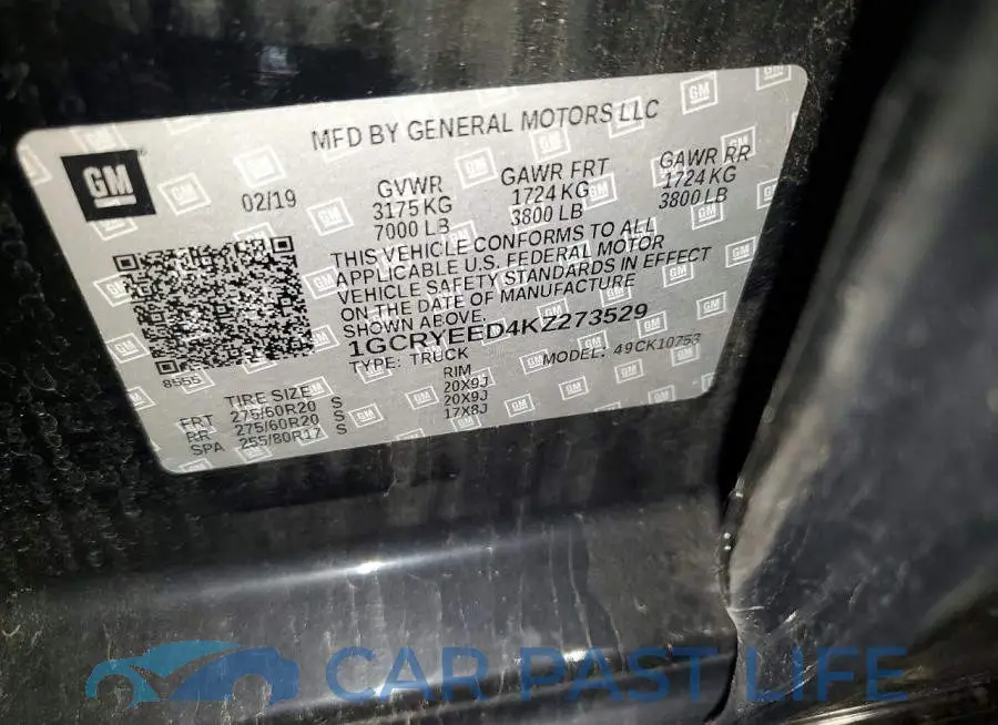 1GCRYEED4KZ273529# 12