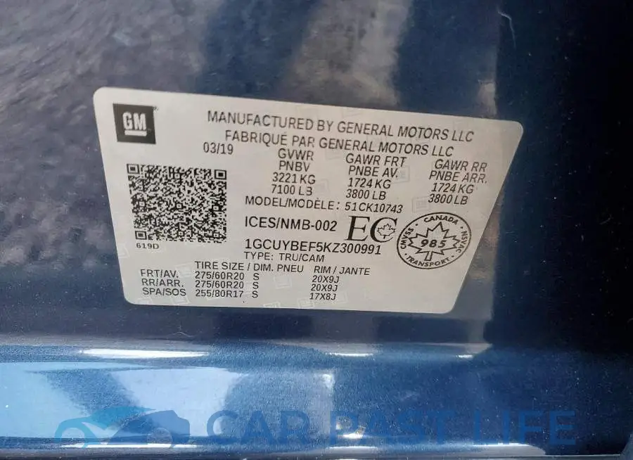 1GCUYBEF5KZ300991# 12