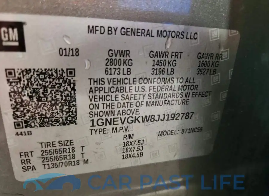 1GNEVGKW8JJ192787# 13