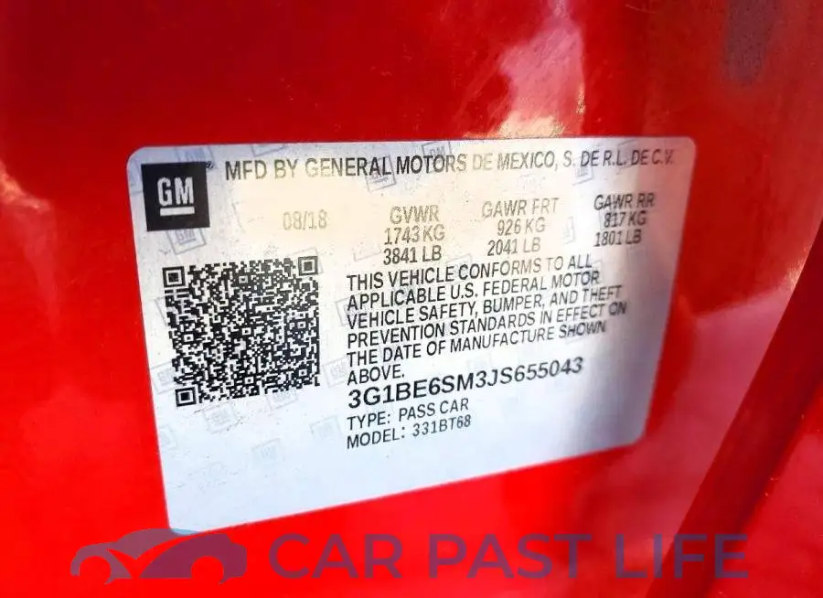 3G1BE6SM3JS655043# 14