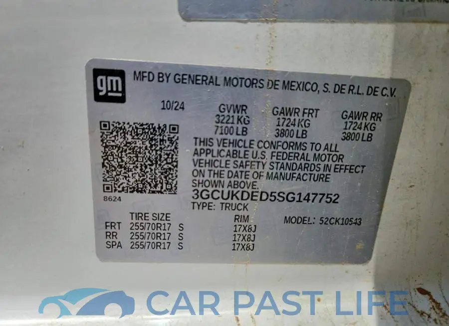 3GCUKDED5SG147752# 12