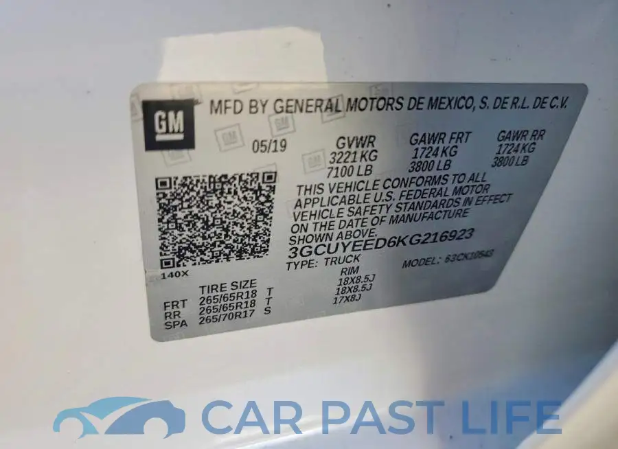 3GCUYEED6KG216923# 13