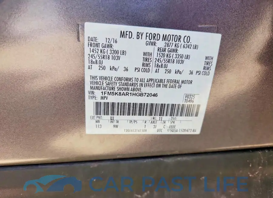 1FM5K8AR1HGB72046# 13