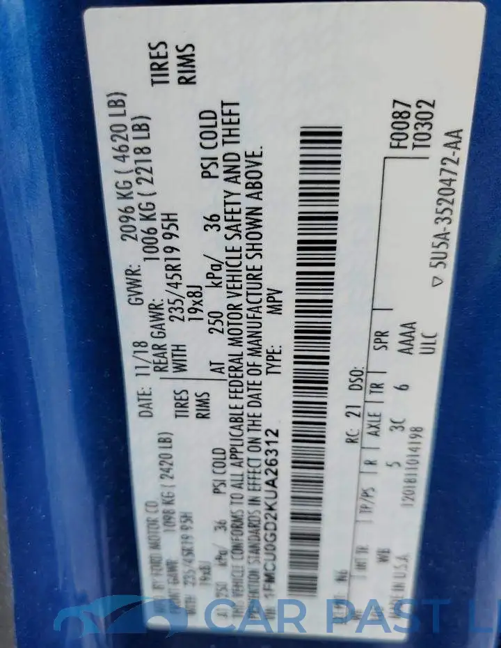 1FMCU0GD2KUA26312# 13