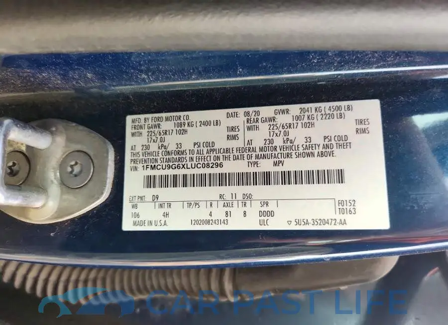 1FMCU9G6XLUC08296# 13