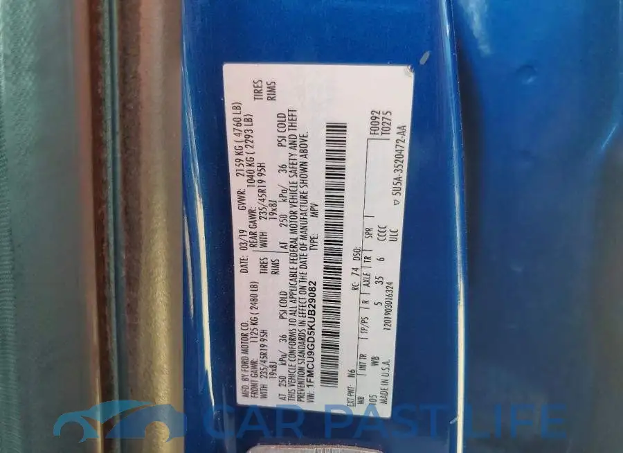 1FMCU9GD5KUB29082# 12