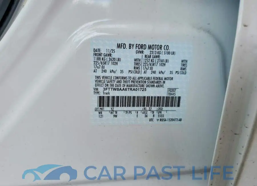 3FTTW8AA6TRA01725# 12