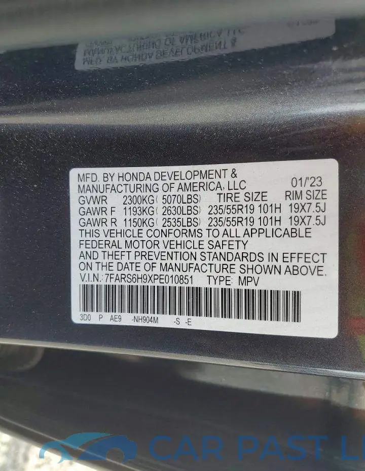 7FARS6H9XPE010851# 13