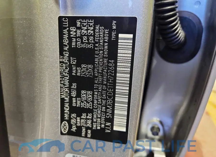 5NMJBCDE1TH722684# 13