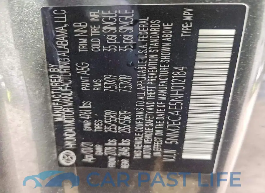 5NMJECAE5NH012184# 13