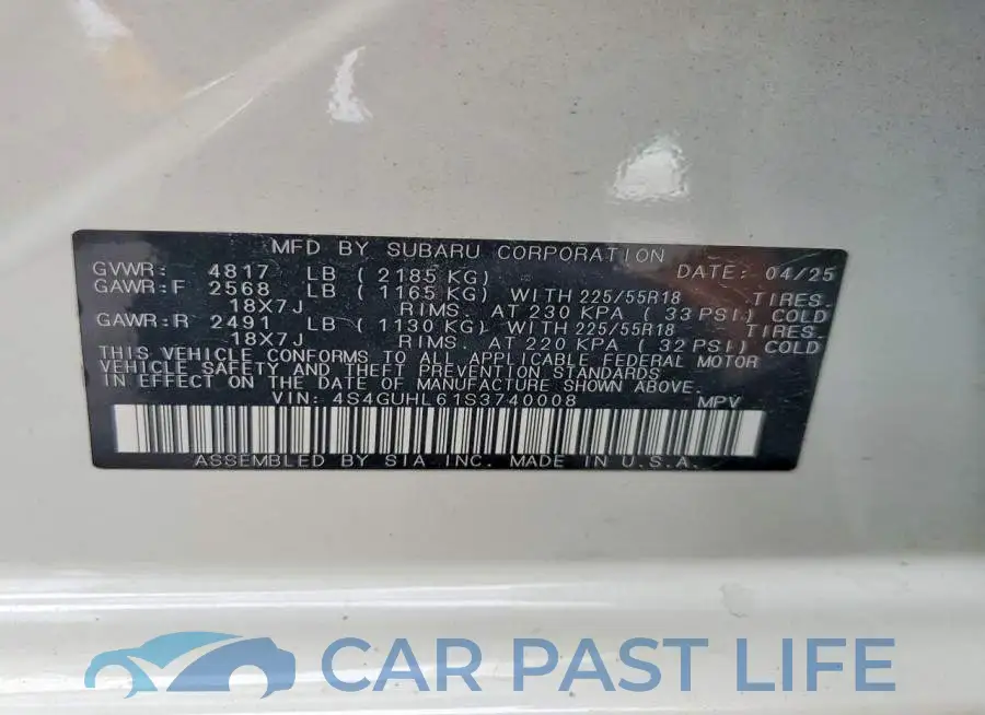 4S4GUHL61S3740008# 12
