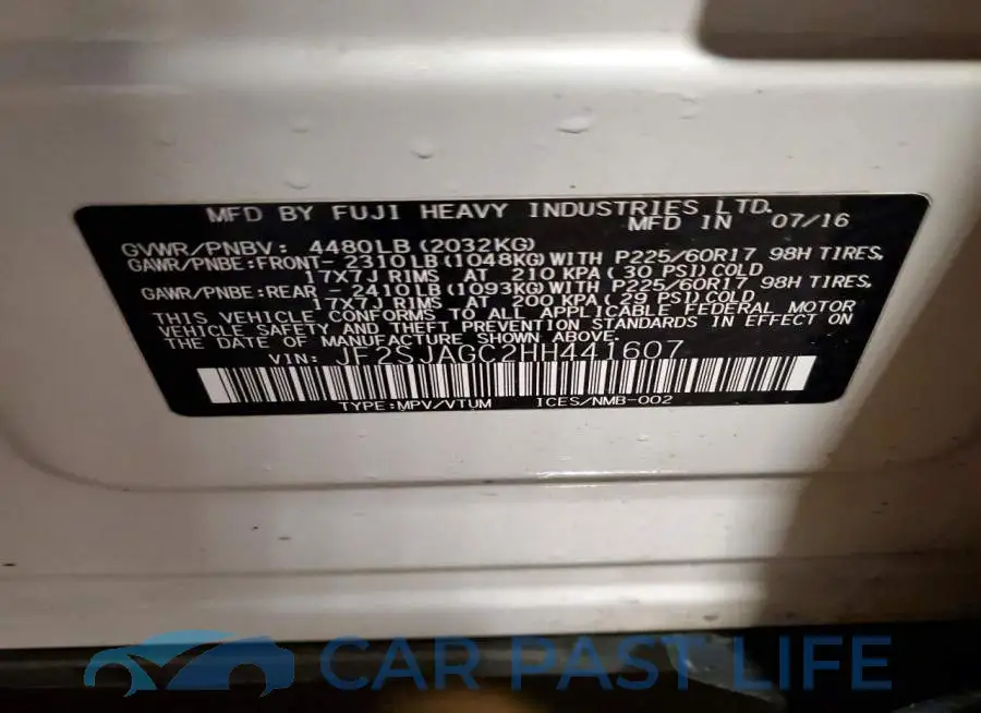 JF2SJAGC2HH441607# 13