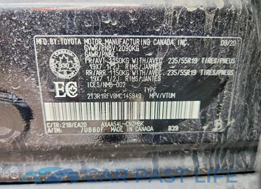 2T3R1RFV8MC145849# 12