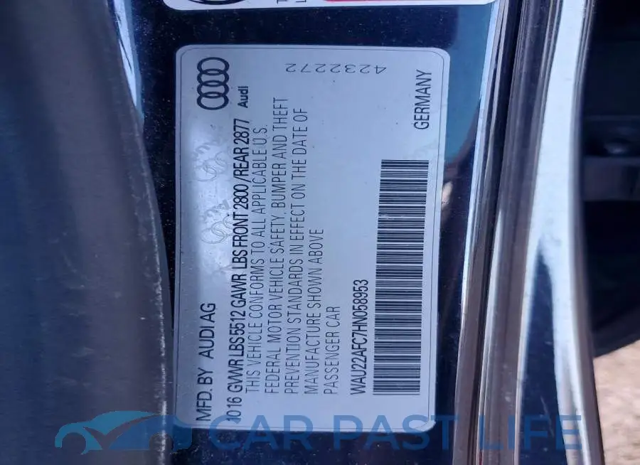 WAU22AFC7HN058953# 12