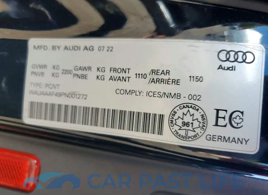 WAUAAAF49PN001272# 12