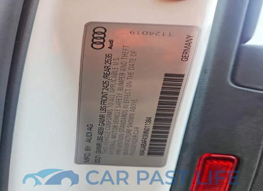 WAUABAF43MN011384# 12