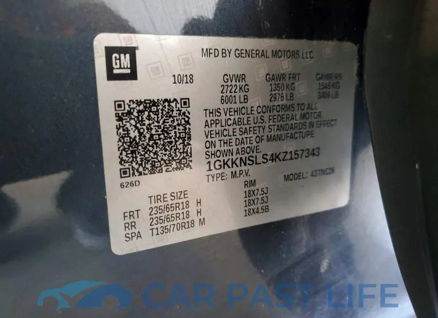 1GKKNSLS4KZ157343# 13