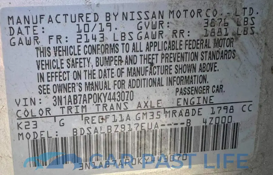 3N1AB7AP0KY443070# 10