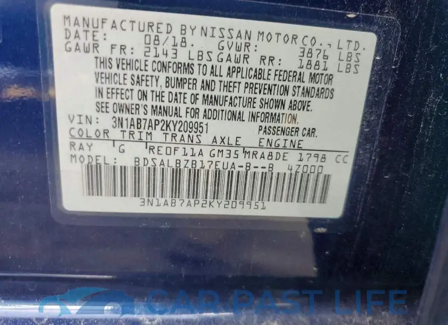 3N1AB7AP2KY209951# 12