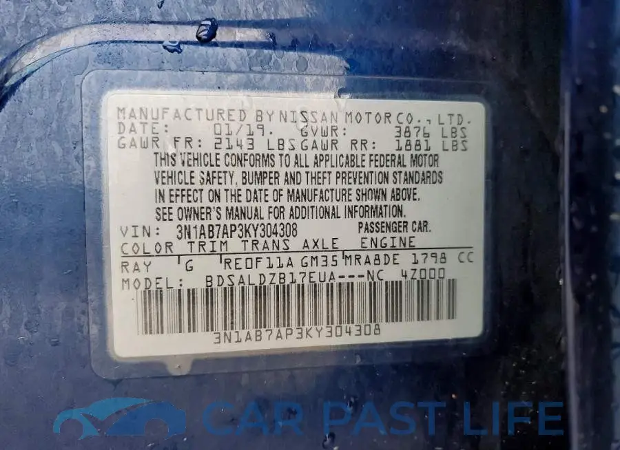 3N1AB7AP3KY304308# 12