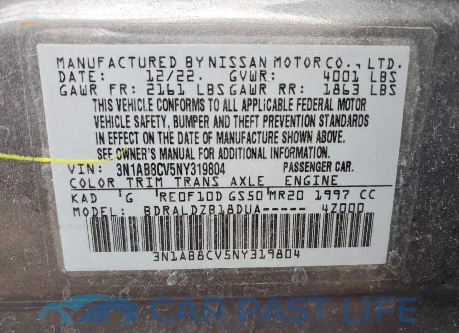 3N1AB8CV5NY319804# 12