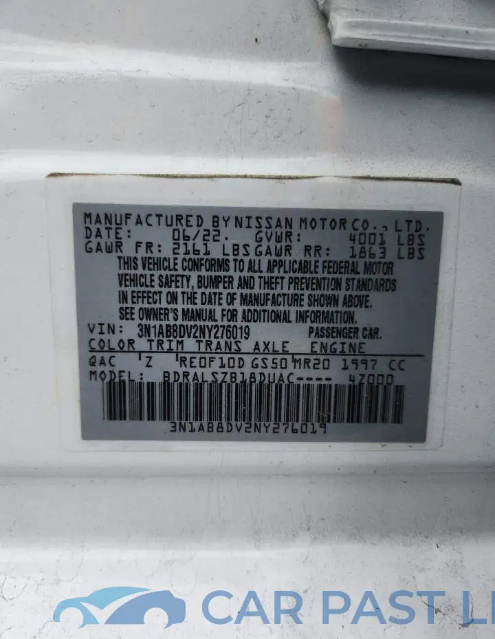 3N1AB8DV2NY276019# 12
