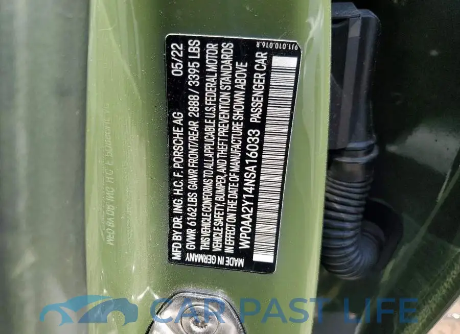 WP0AA2Y14NSA16033# 13